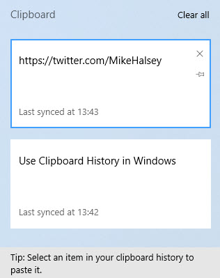 microsoft clipboard history