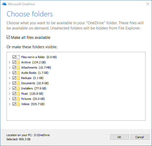 onedrive download all files locally