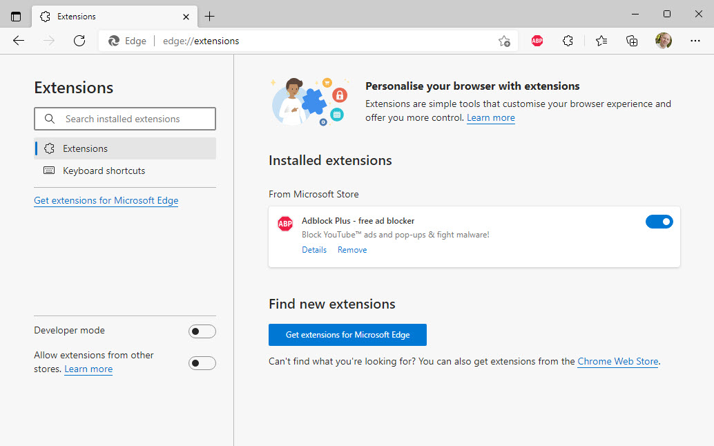 Using the Legacy Microsoft Edge Extension